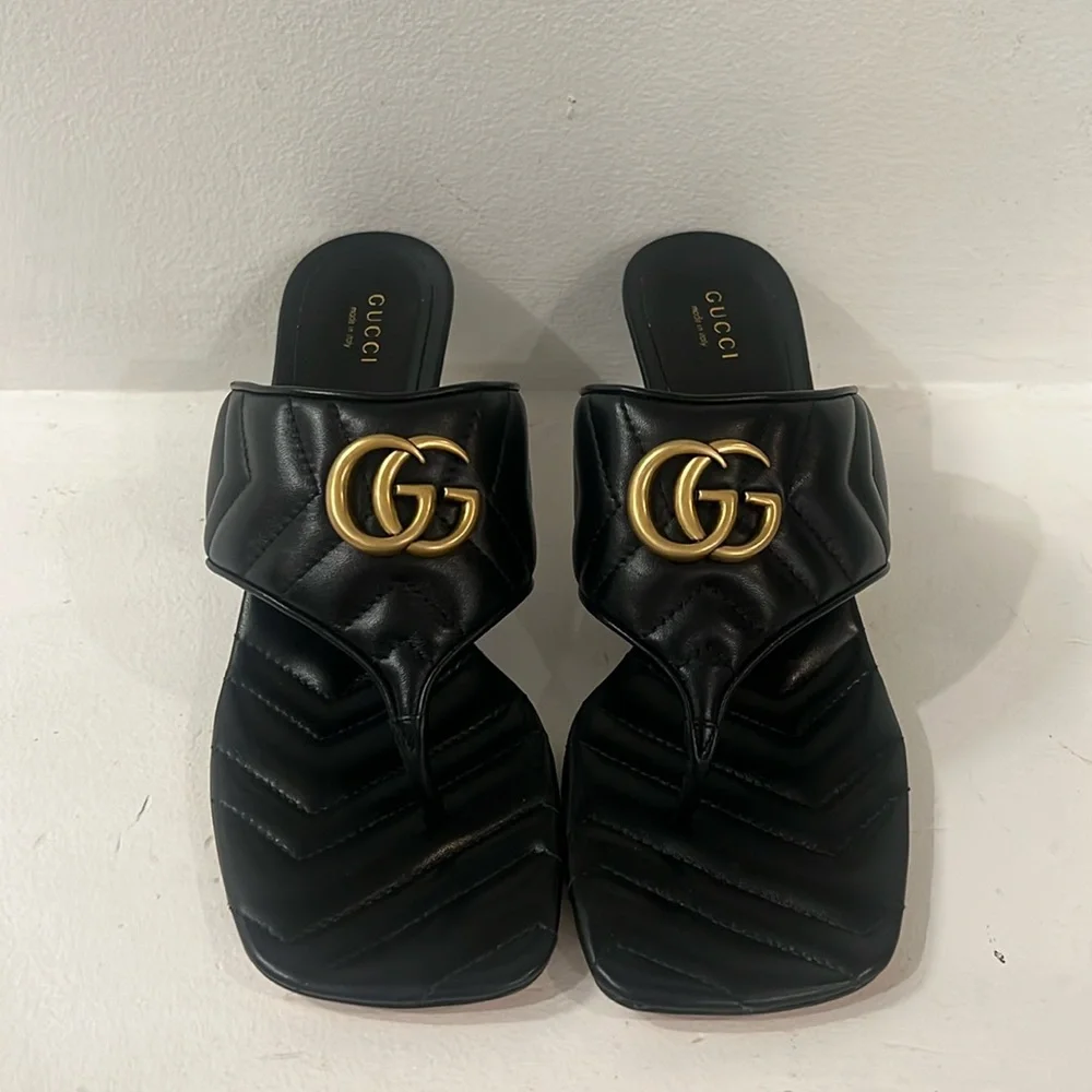 Black quilted thong sandals from Gucci size 40 NEW without the box - Picture 4 of 11